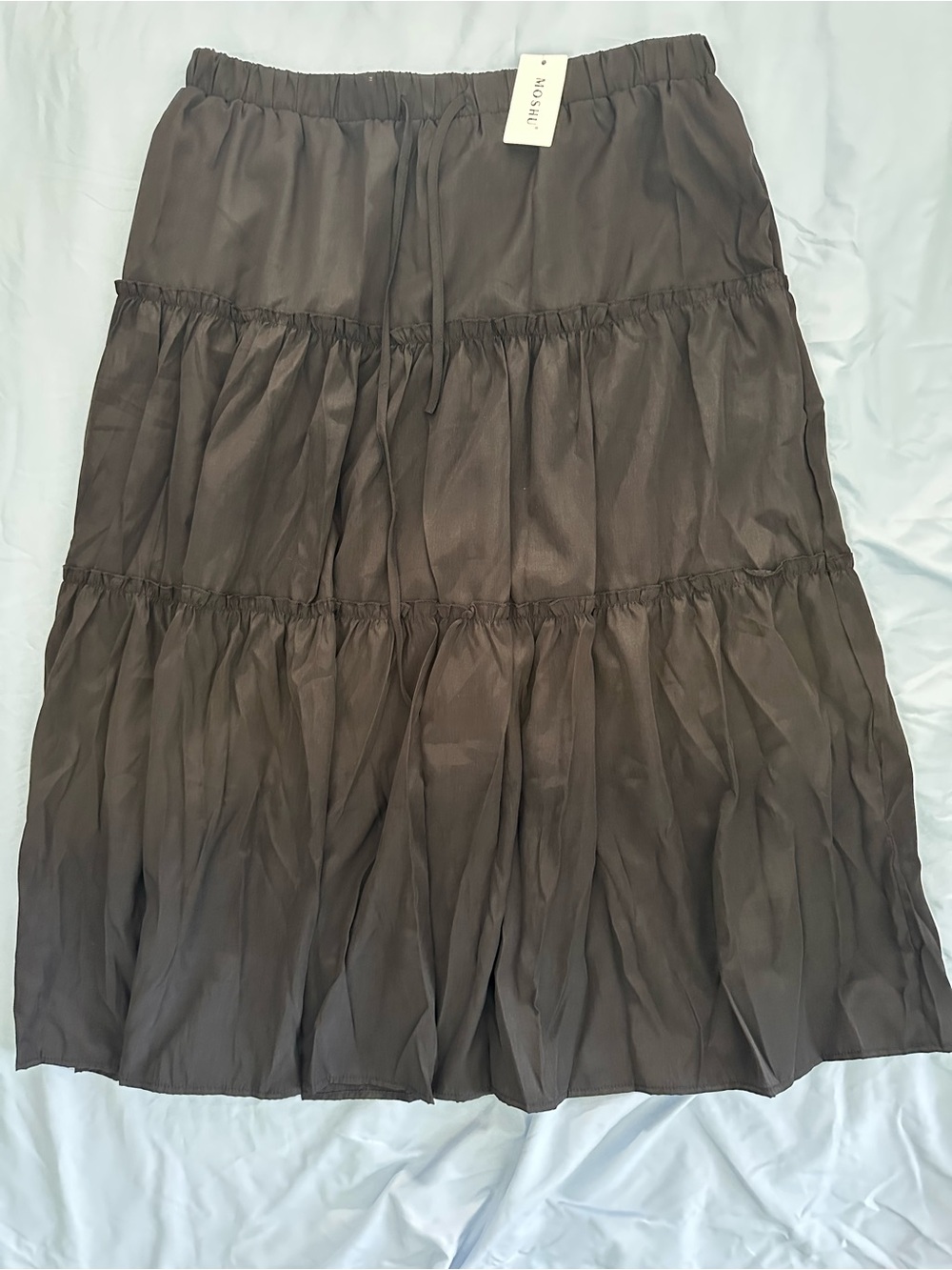 Tiered A-Line Skirt in Black 2X Moshu Brand